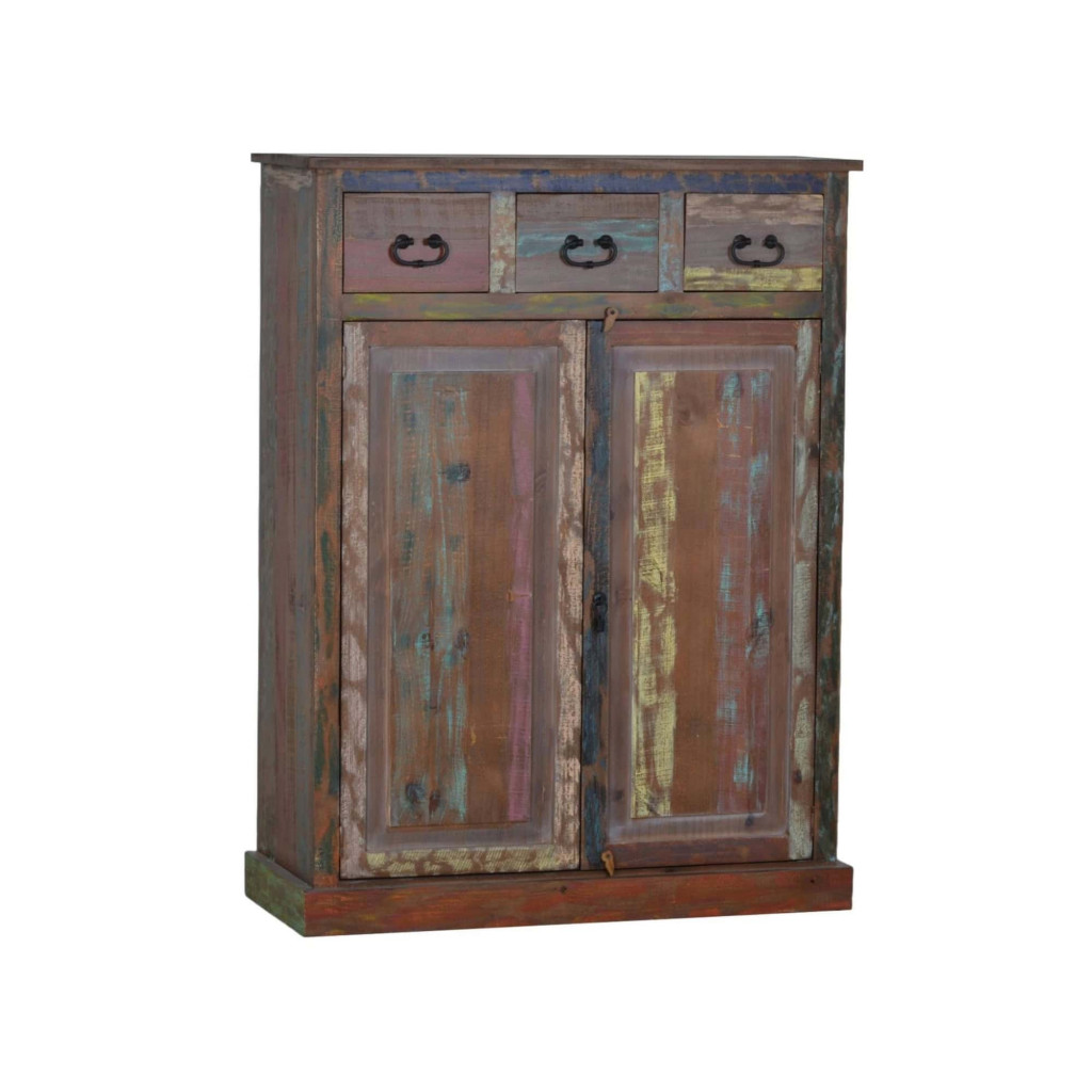 Schuhschrank Cancun Shabby Chic Massivholz Pinie Bunt