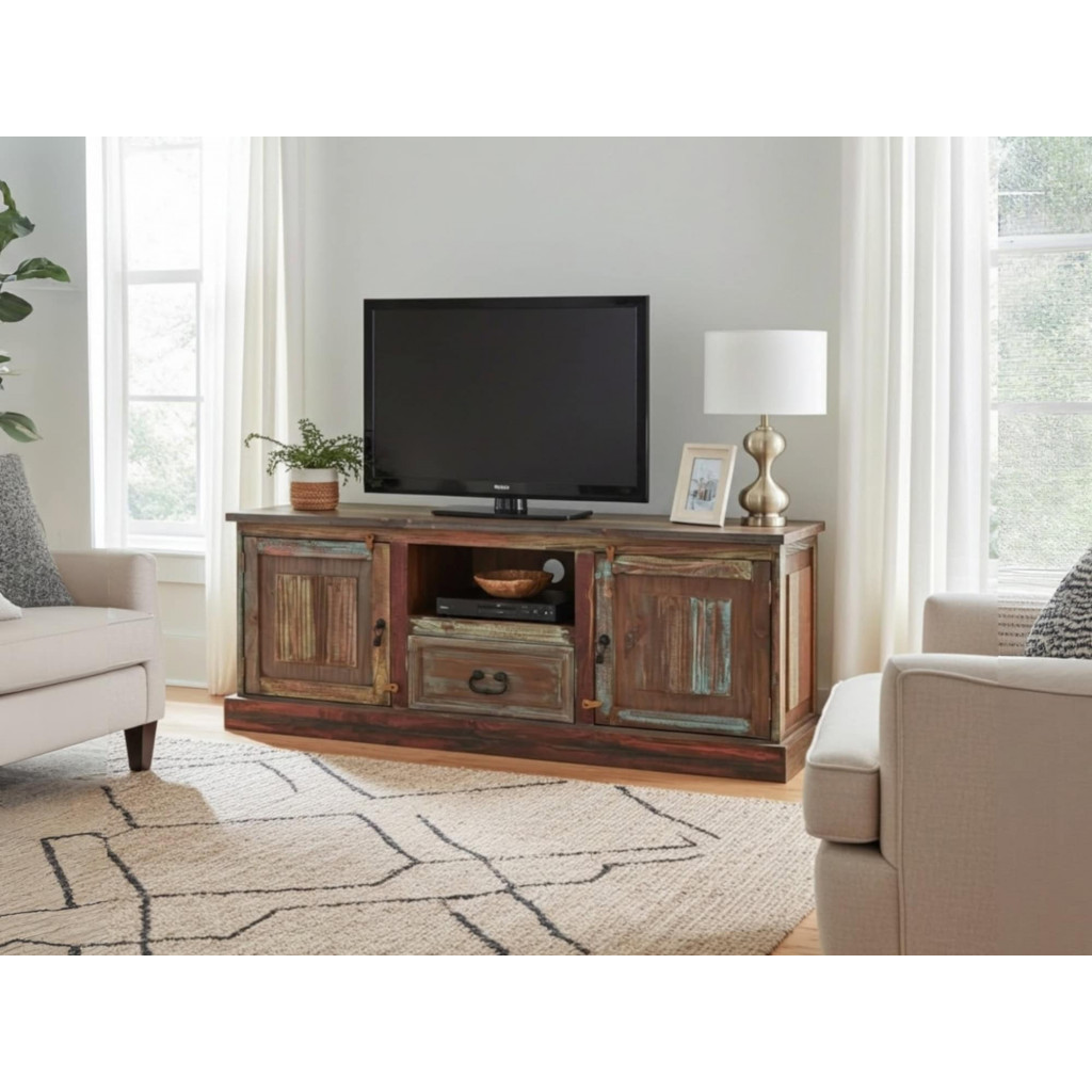 TV-Kommode Cancun Shabby Chic Massivholz Pinie Bunt