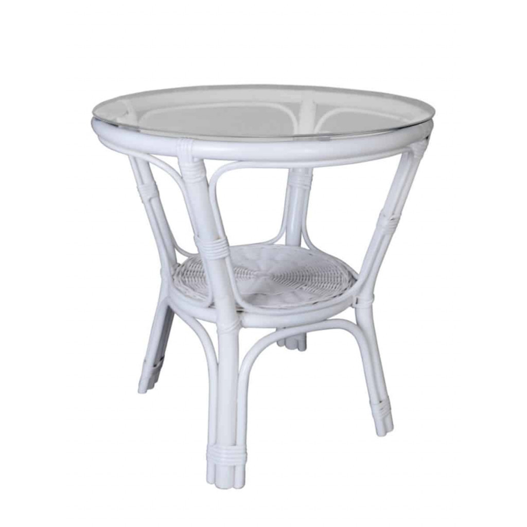 Couchtisch Rattan Landhaus Weiß