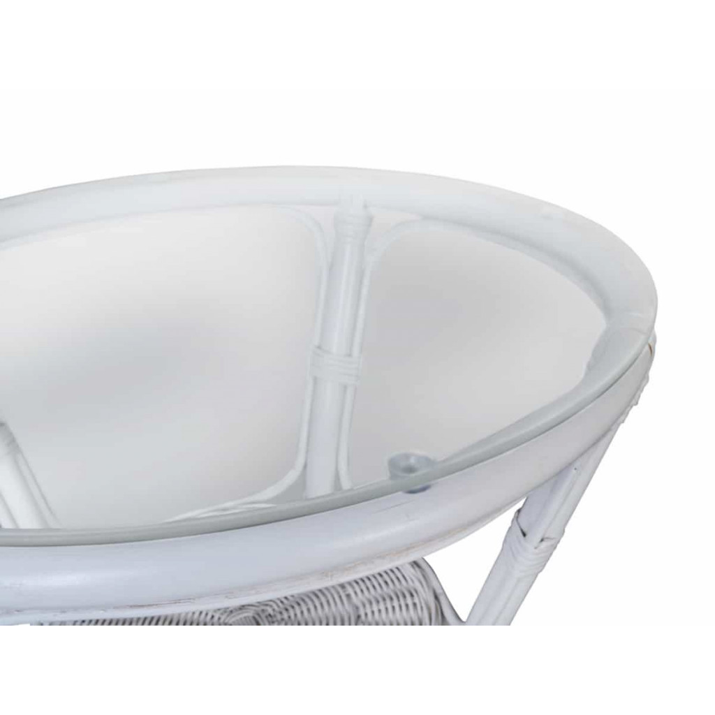 Couchtisch Rattan Landhaus Weiß