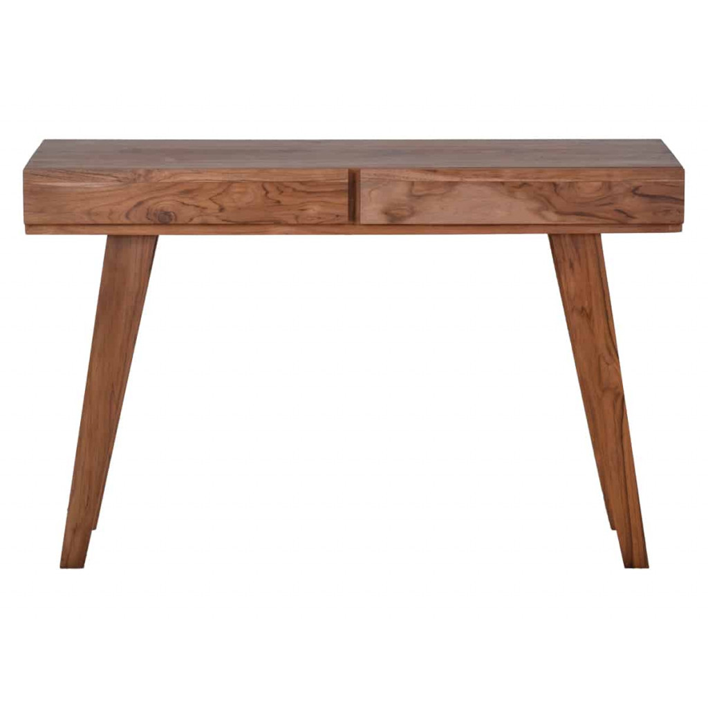 Schreibtisch Tamesi Modern Massivholz Teak Dunkelbraun