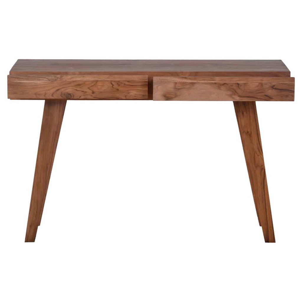 Schreibtisch Tamesi Modern Massivholz Teak Dunkelbraun