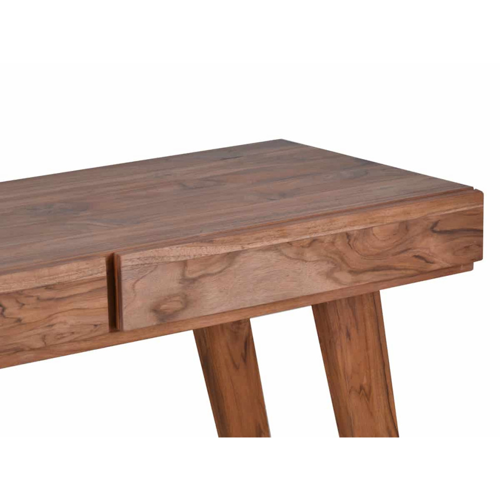 Schreibtisch Tamesi Modern Massivholz Teak Dunkelbraun