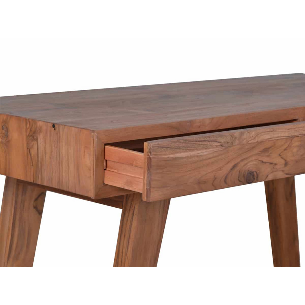 Schreibtisch Tamesi Modern Massivholz Teak Dunkelbraun