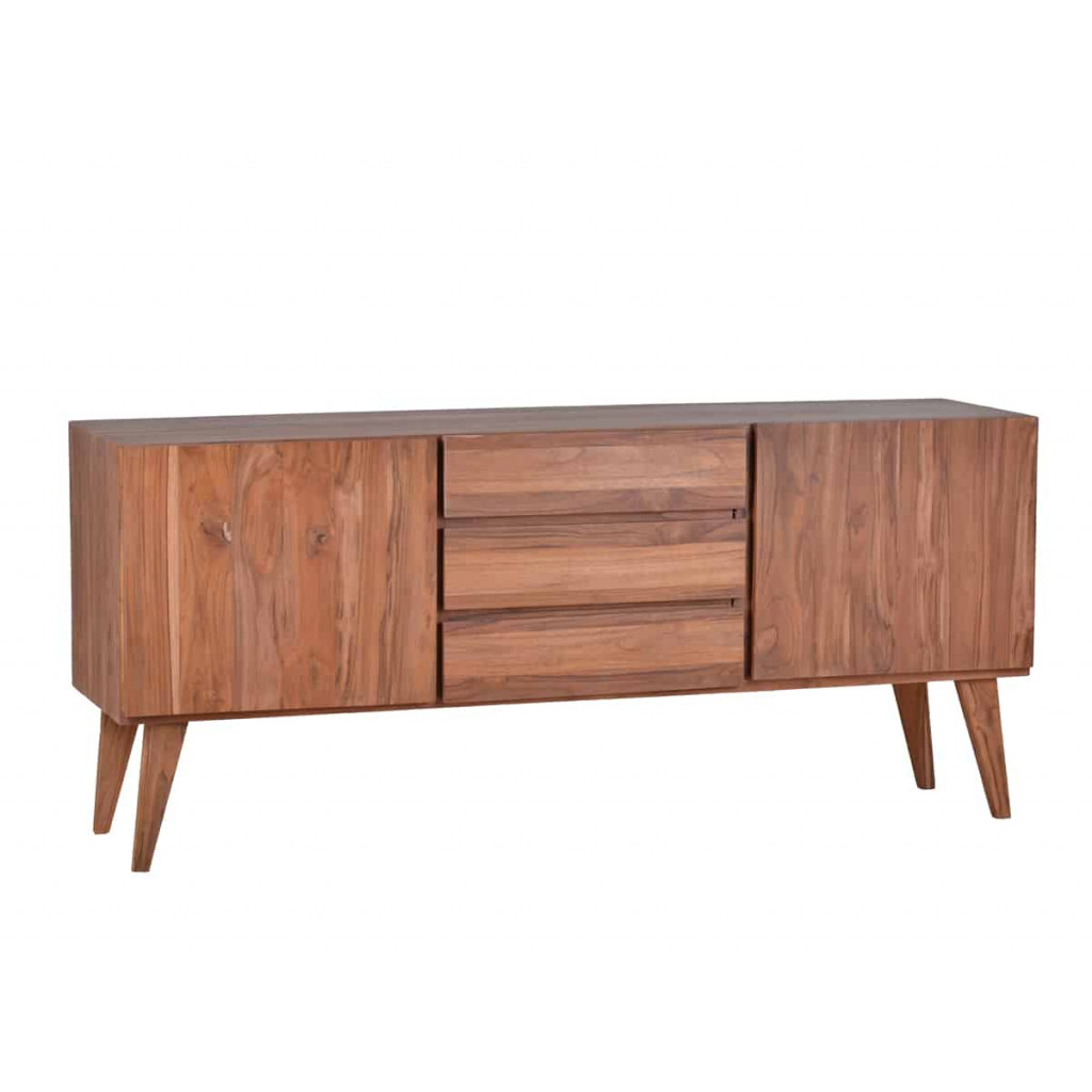 Sideboard Tamesi Modern Massivholz Teak Dunkelbraun