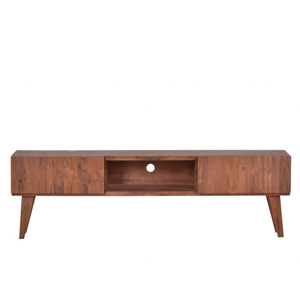 TV-Kommode Tamesi Modern Massivholz Teak Dunkelbraun