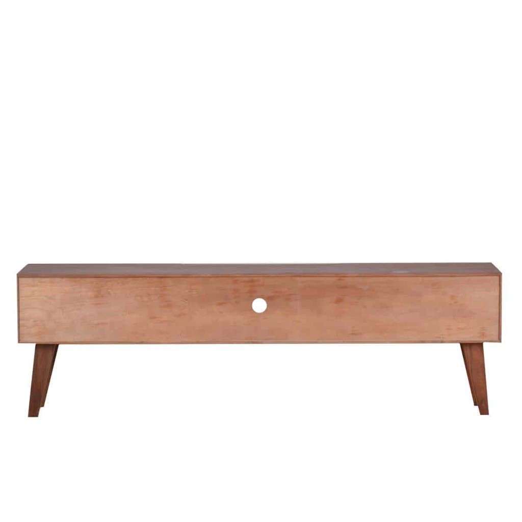 TV-Kommode Tamesi Modern Massivholz Teak Dunkelbraun