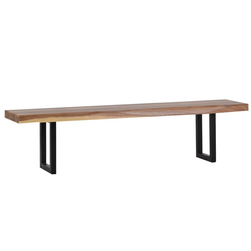 Bank Vanaja Modern Massivholz Metall Teak Dunkelbraun