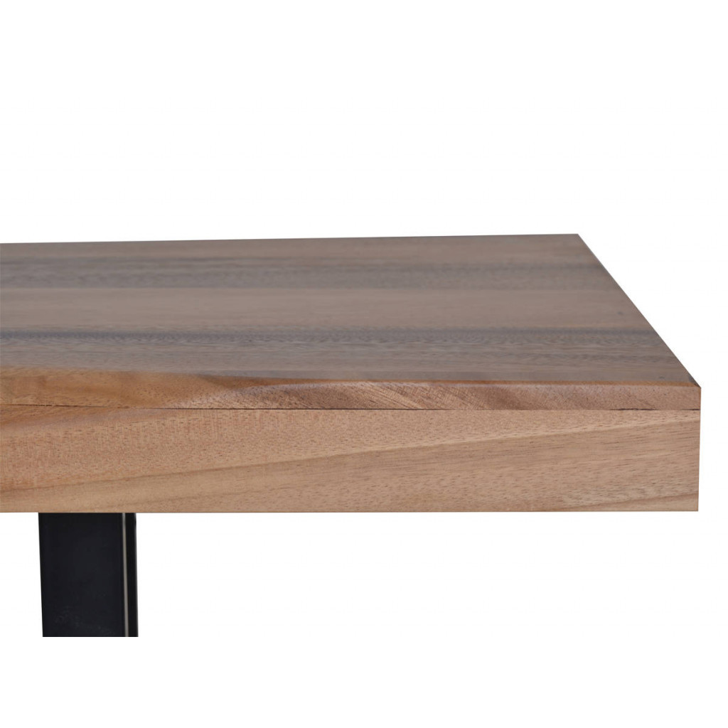Bank Vanaja Modern Massivholz Metall Teak Dunkelbraun