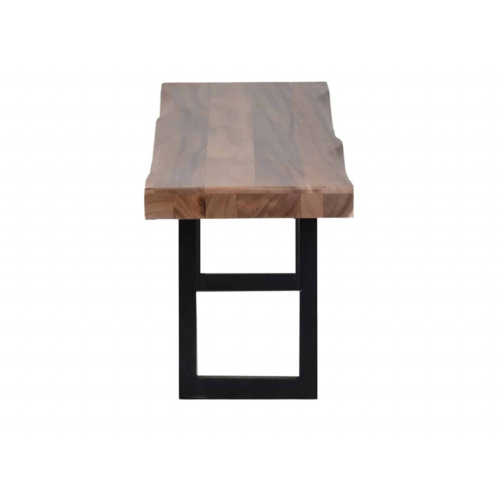 Bank Vanaja Modern Massivholz Metall Teak Dunkelbraun