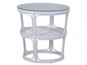 Couchtisch Rattan Landhaus Weiß