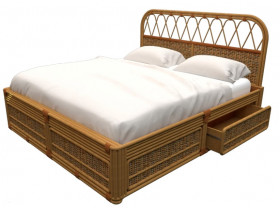 Bett Rattan Modern Honig