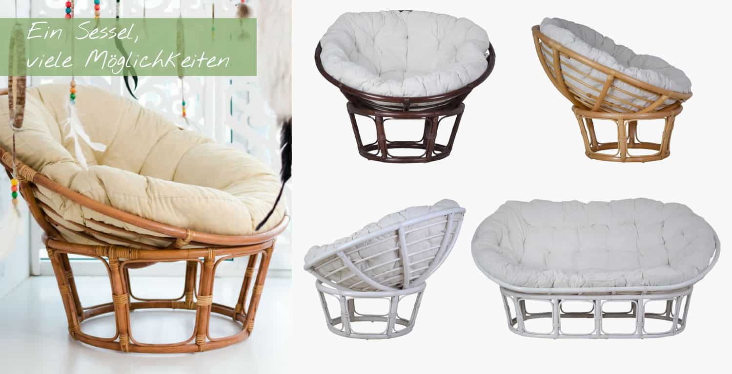 Papasan Sessel in drei Farben